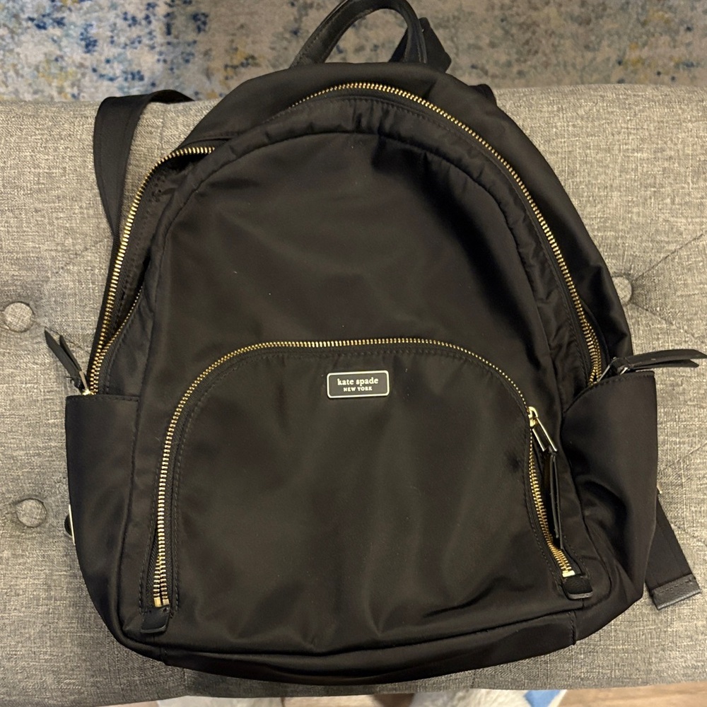 Kate Spade Black Backpack with Gold Zippers